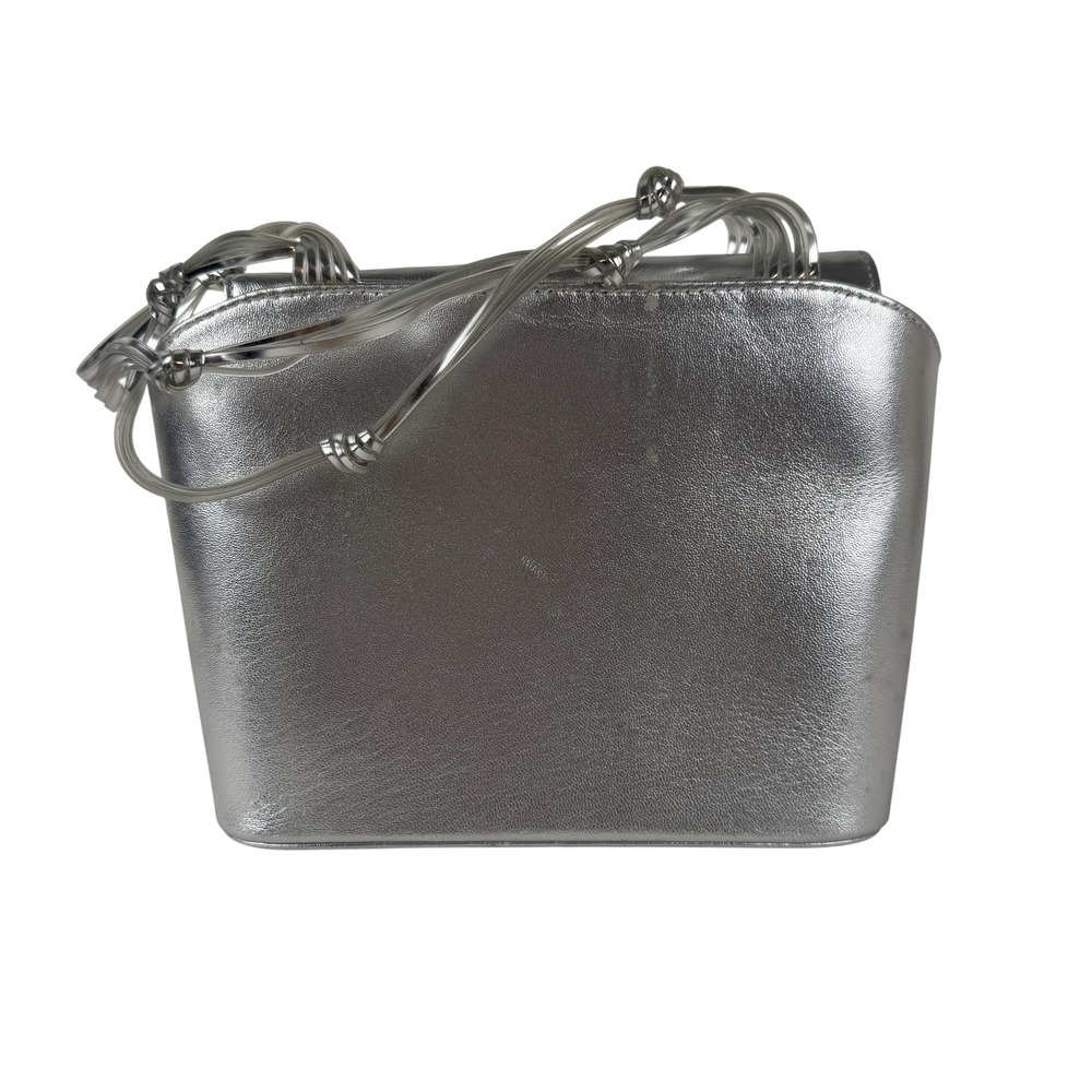 VINTAGE Stuart Weitzman Bag Womens Silver Metallic Lucite‎ Evening Purse Handbag